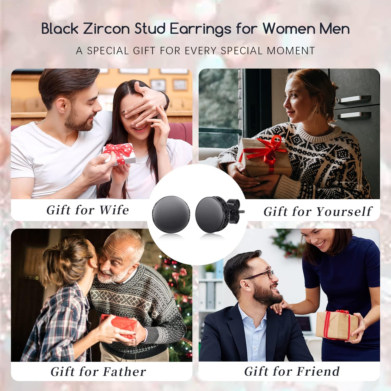 Stud Earrings 925 Sterling Silver Stud Earrings for Mens Womens Pierced Mens Earrings Jewelry Gift for Father's Day Gifts