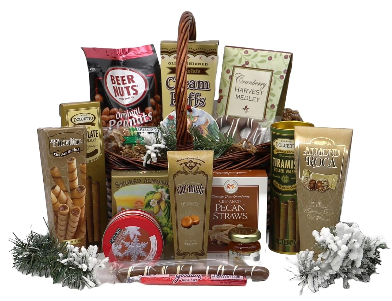 Gift Basket Village: Bountiful Holiday Harvest - Gourmet Nuts, Sweets, Jam, Candle & Ornament Set
