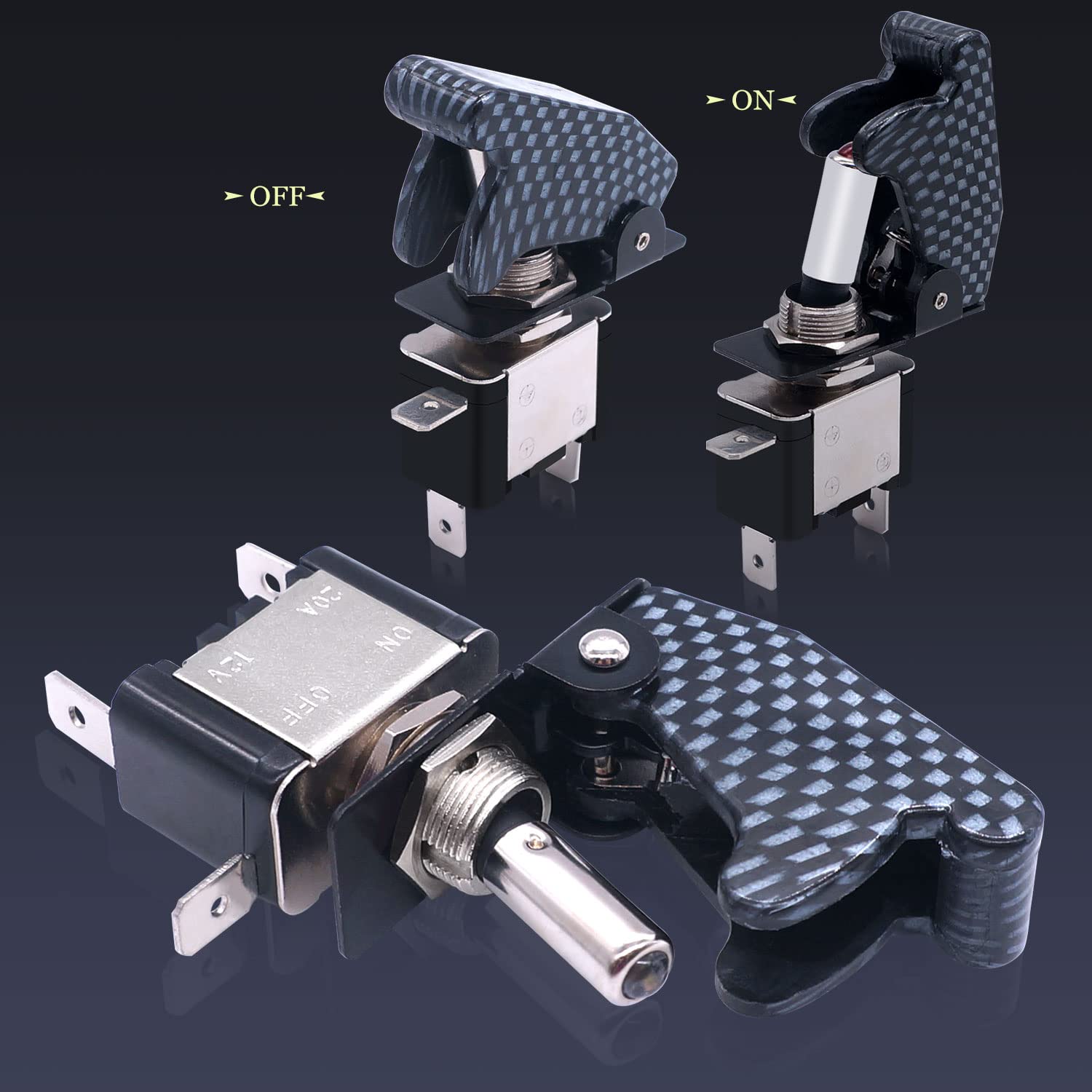 Interruttore A Bilanciere LED Taiss - 12V 30A SPST, Blu, 2 Pezzi Con Terminali - Foto 4