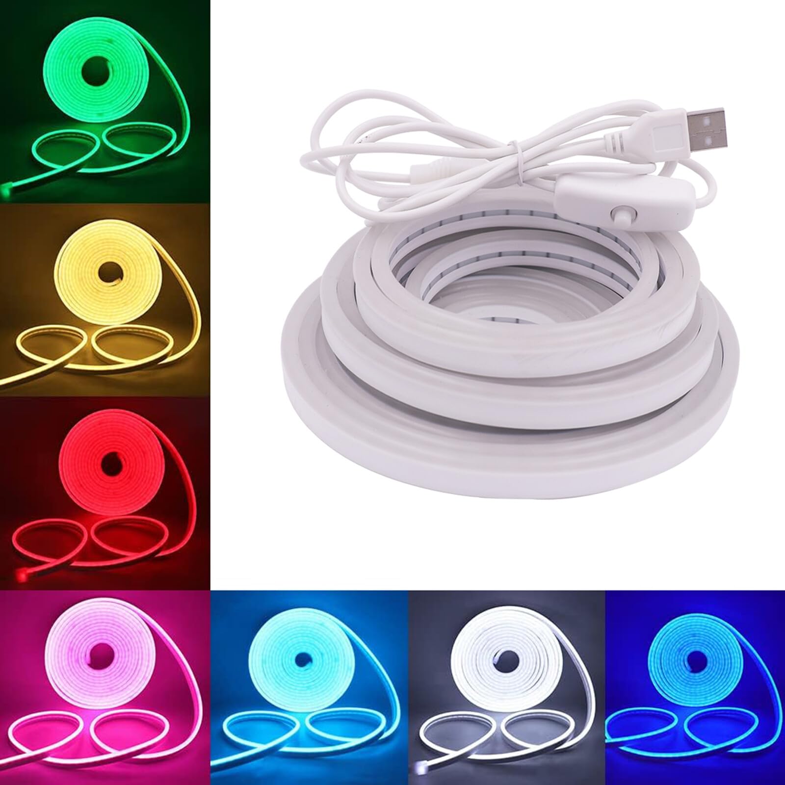 Wisada 4M LED Neon Rope Light with On/Off, Warm White 3000K Waterproof Flexible LED Strip Light, DIY Design
