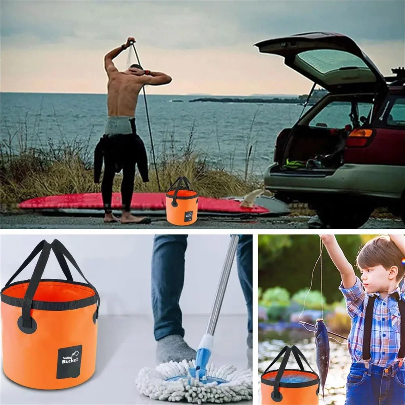 Faltbarer Eimer 12LBowl Waschbecken Waschen Tasche Auto Waschen Eimer Tragbare Outdoor Reise Faltbare Wasser(Color5)