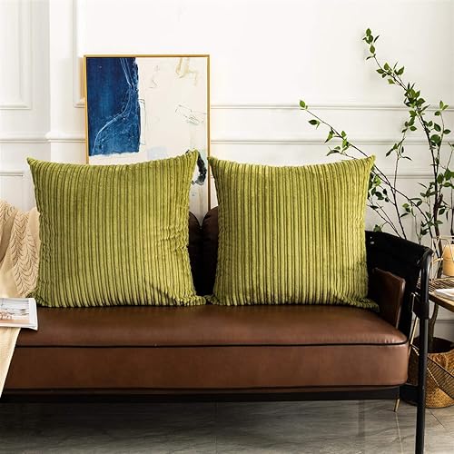 Miniatura 142 de UGASA - Juego de 2 fundas de almohada de terciopelo a rayas, funda decorativa para cojín con cremallera oculta para el hogar, sofá, dormitorio,