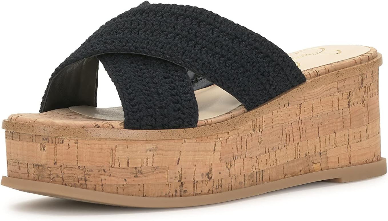 Jessica Simpson Women's Ediza Platform Sandal Wedge, Black, 12