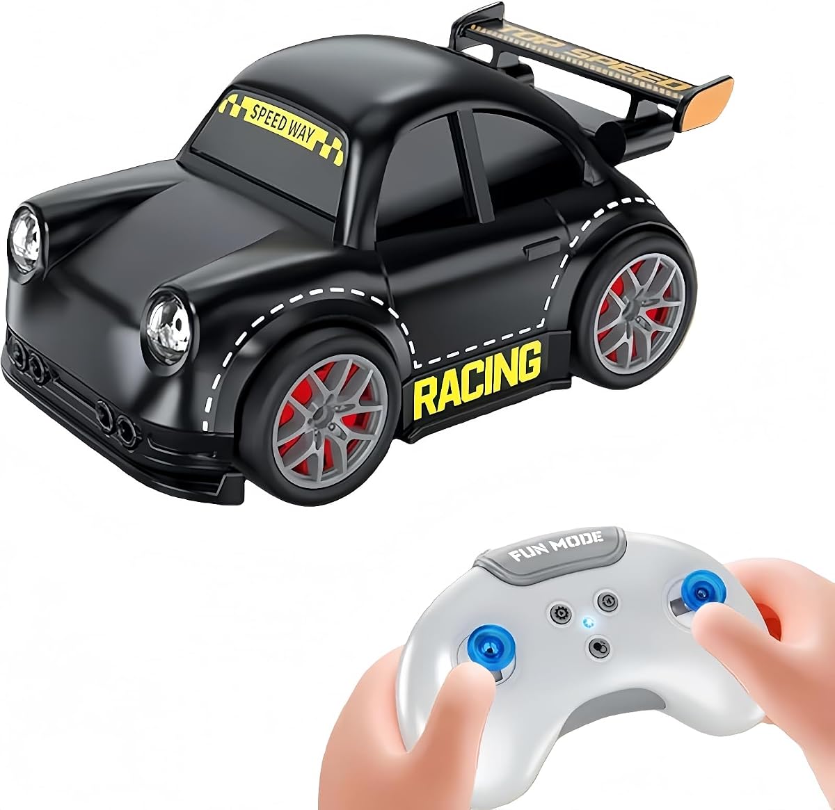 Coche RC inteligente 3 en 1 con modos de seguimiento y escape, deriva acrobática de 360°, efectos de voz/luz y modo de juego para mascotas, coche de juguete con control remoto 4WD para niños y perros gatos