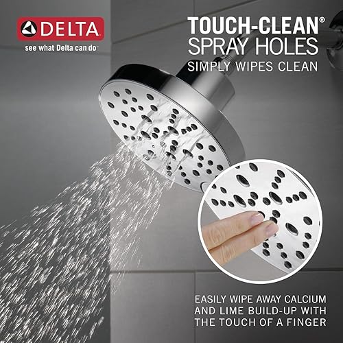 Miniatura 3 de Delta Faucet Galeon Serie 14 Grifo de ducha cromado de una sola manija con cabezal de ducha H2Okinetic, juego de grifo de ducha, kit de molduras de