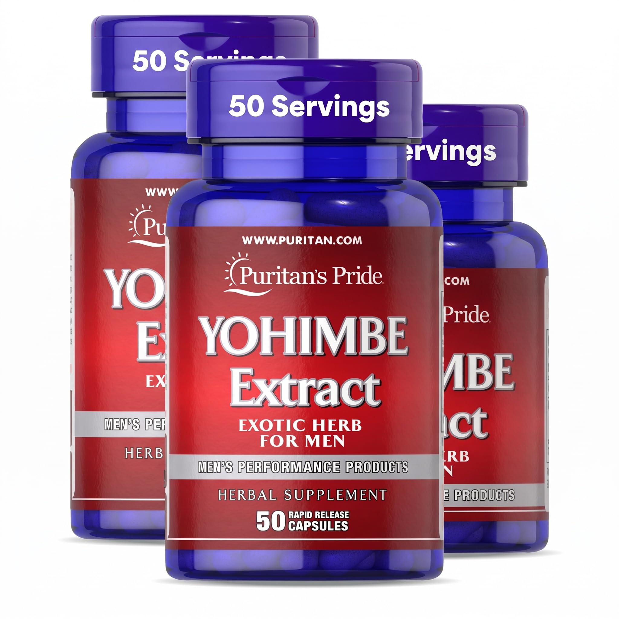 Puritan's Pride Yohimbe 1000 Mg, 50 Count, Vegetable Cellulose, Gelatin (Pack of 3)