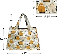 Vista 6 de allydrew Large Foldable Tote Nylon Reusable Grocery Bags