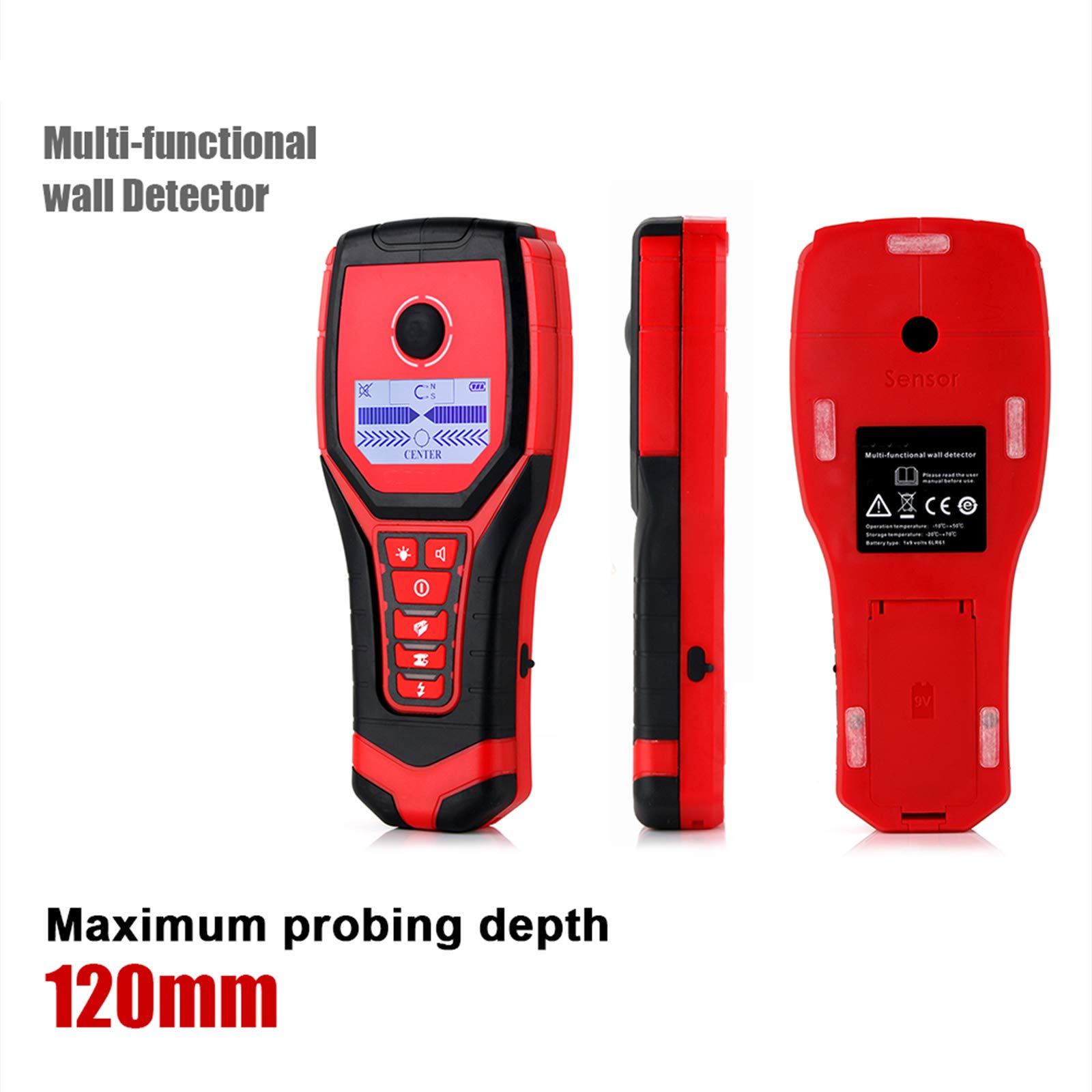 HMTE Detector de Pared Multifuncional, Find Metal Sensor Probador de Pared de Mano Profesional para Cable eléctrico de tubería de plástico