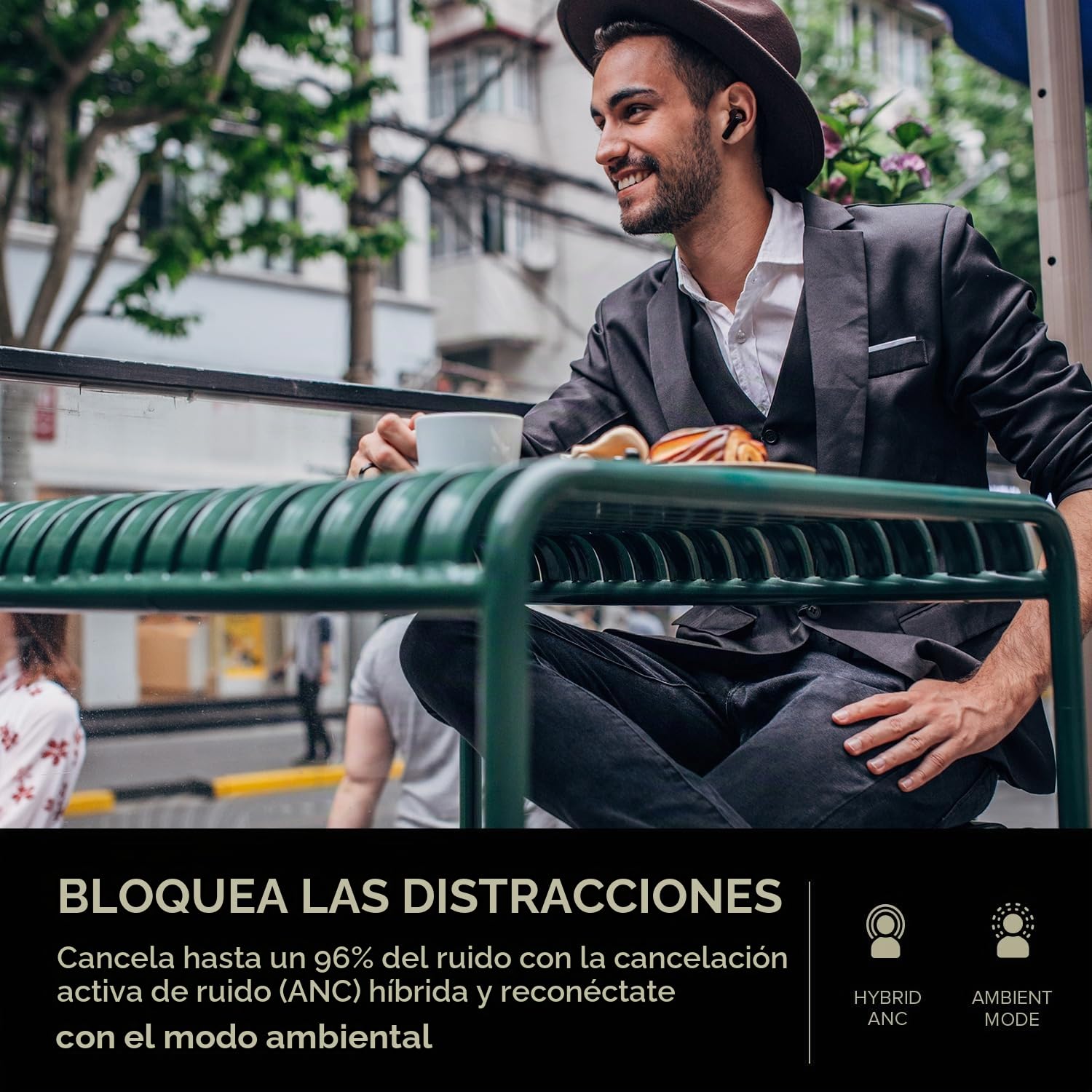 CREATIVE Aurvana Ace Auriculares True Wireless Ligeros e Impermeables con Controlador xMEMS, aptX Adaptive y Bluetooth LE Audio, ANC, Modo Ambiente, IPX5, hasta 24 Horas de Duración de la Batería