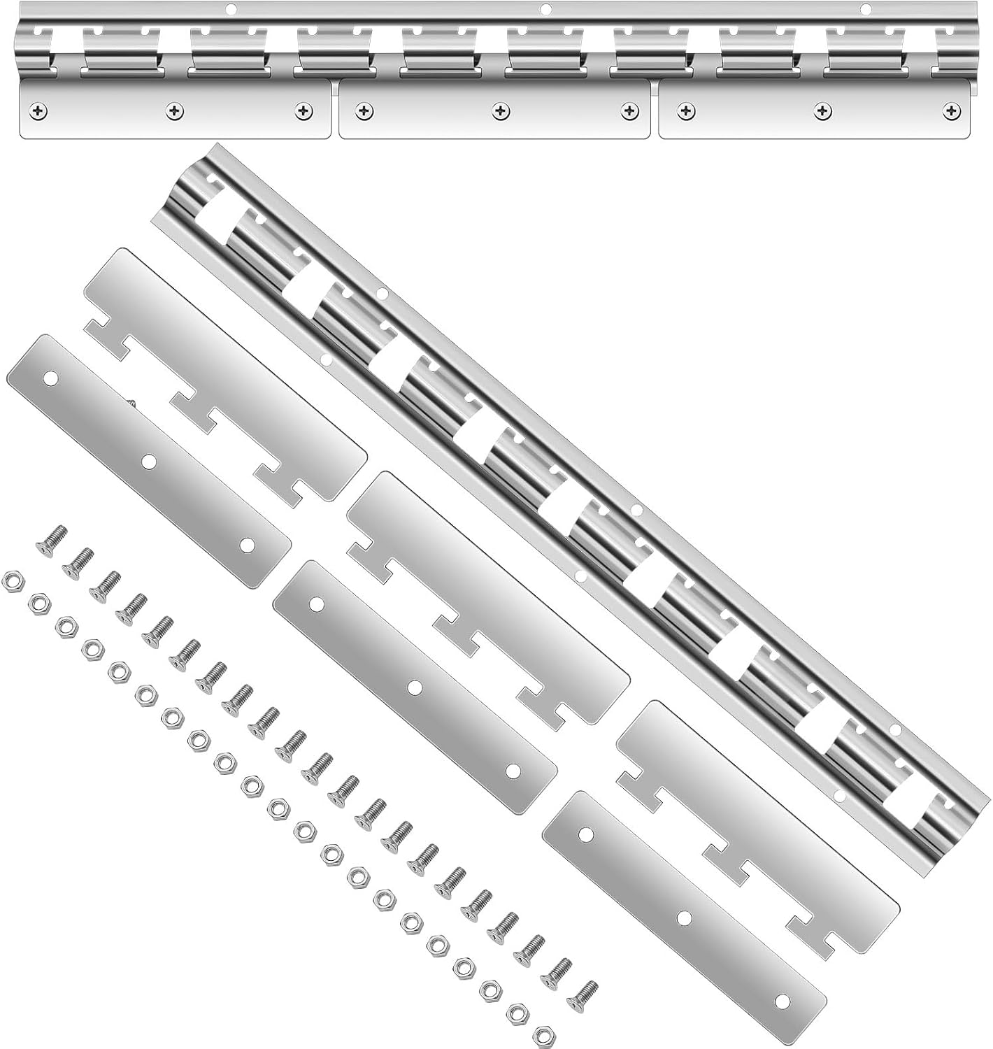 4 Sets Strip Curtain Hardware Stainless Steel Universal Mount Hanger Easy to Install Precision Mounting Brackets for Plastic Vinyl Strips - 4.43FT AP1450