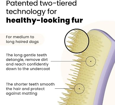 Tangle Teezer Small Pet Teezer Small Detangling Dog Grooming Brush - For Dry Hair or Bath - The Perfect Detangling Brush for Dogs - Lilac & Yellow