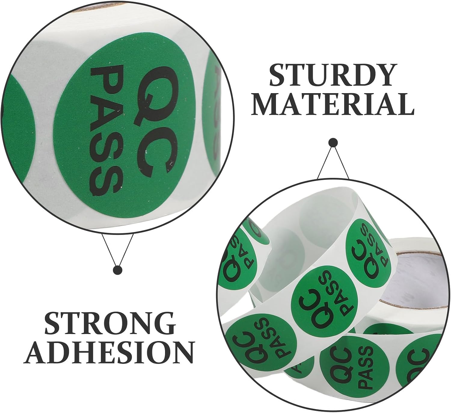 Qc Quality Control Labels Adhesive Stickers 500pcs Roll Inventory Approval Stickers for Warehouse and Shipping Management