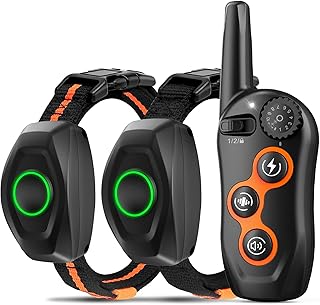Dog Training Shock Collar for 2 Dogs with Remote Range 1300ft, 3 Training Modes, Beep, Vibration, Shock, IPX7 Waterproof Rechargeable Electric for Small Medium Large Dogs