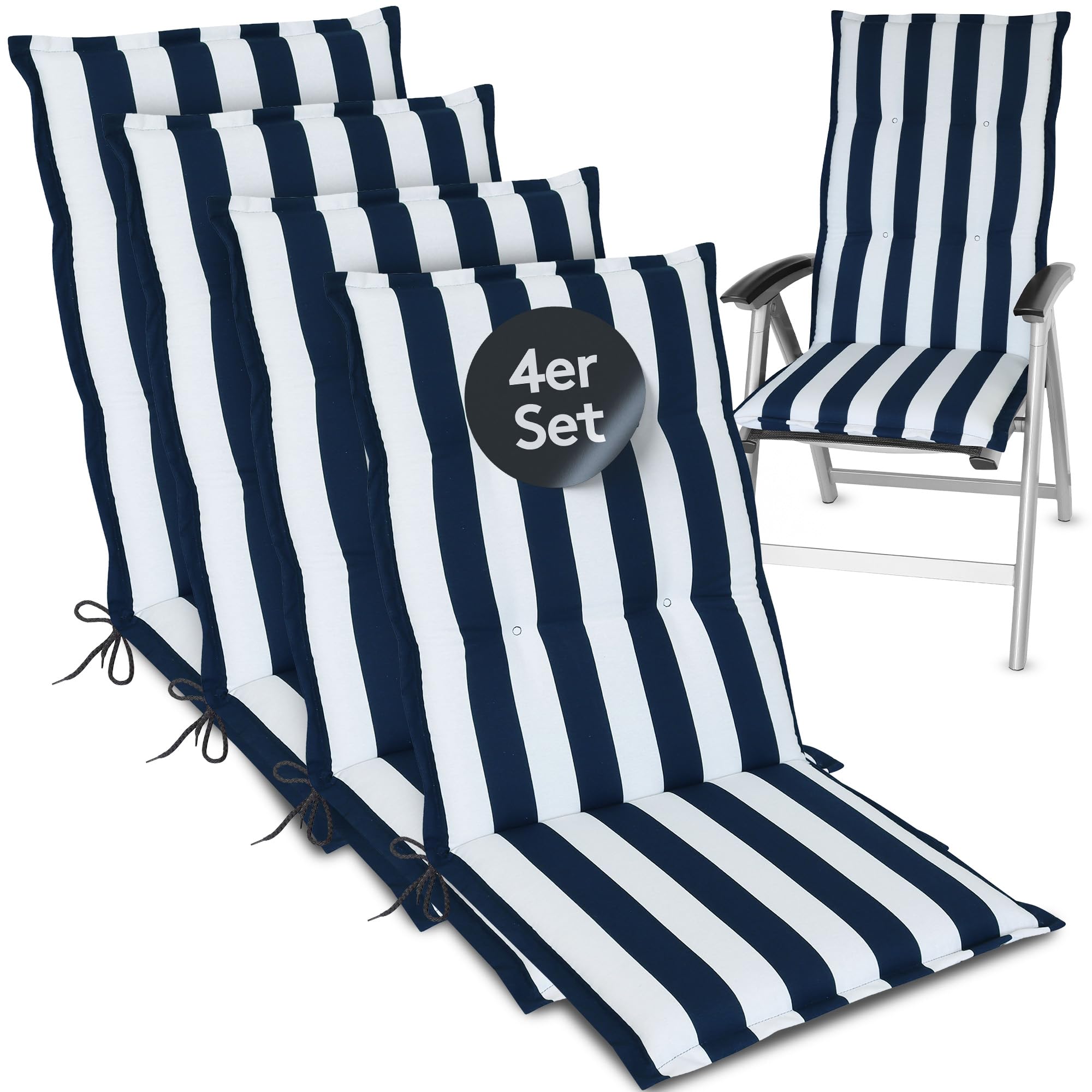 LILENO HOME Gartenstuhl Auflagen - Bequeme Liegen als Sitzauflagen für Gartenmöbel - Stuhlkissen für Gartenstühle und Klappstühle Flor
