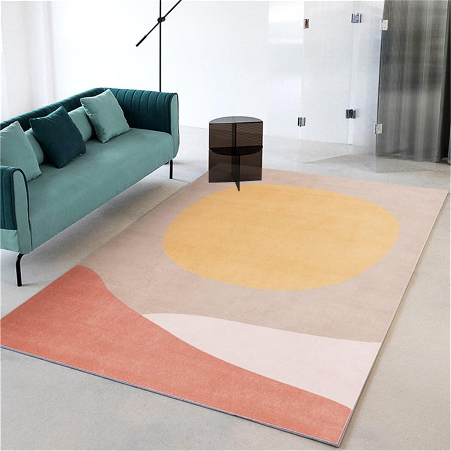 Tapis protection sol antidérapant jaune 90x150cm style minimaliste moderne