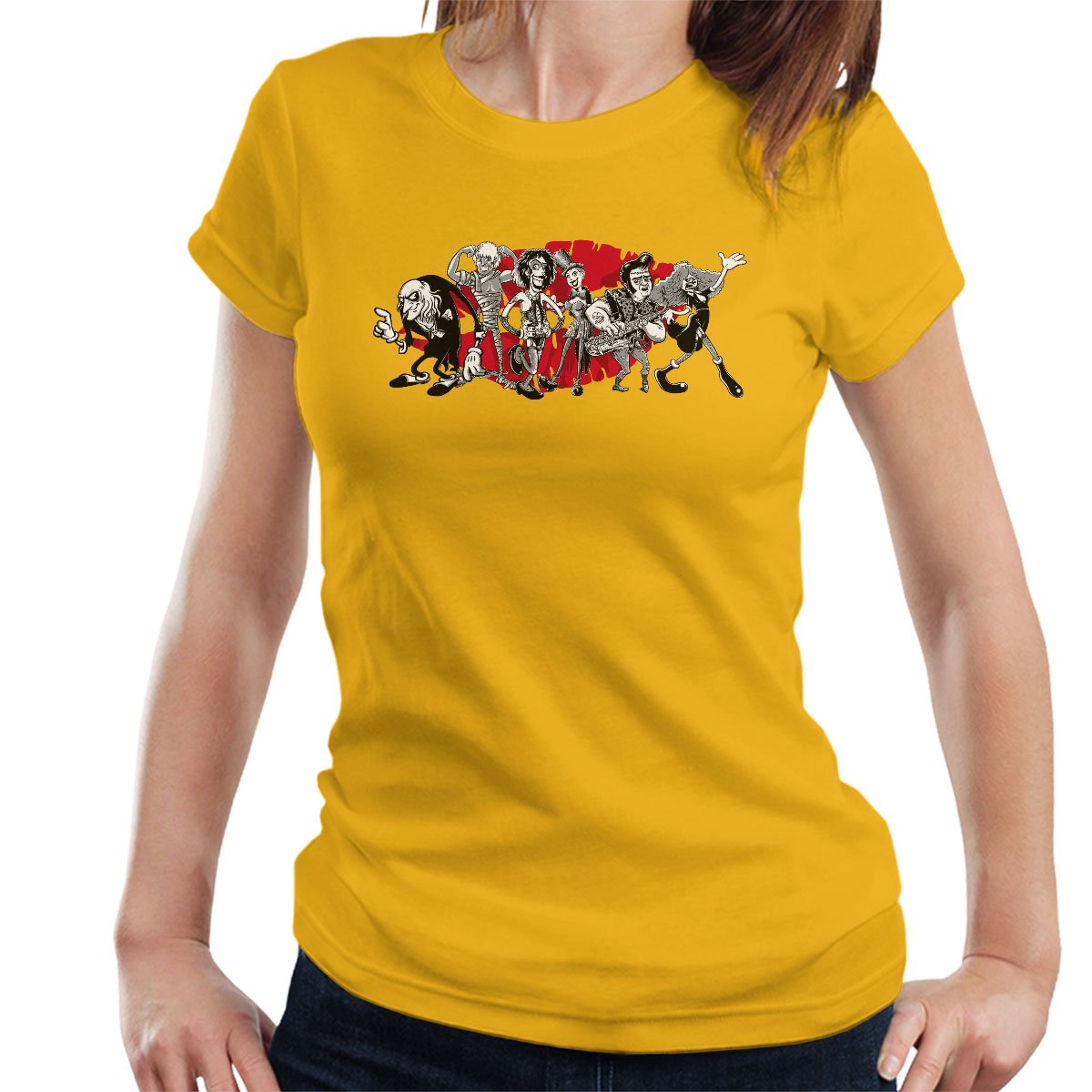 Rocky Horror Picture Show Gang of Six Women's T-Shirt Gold
