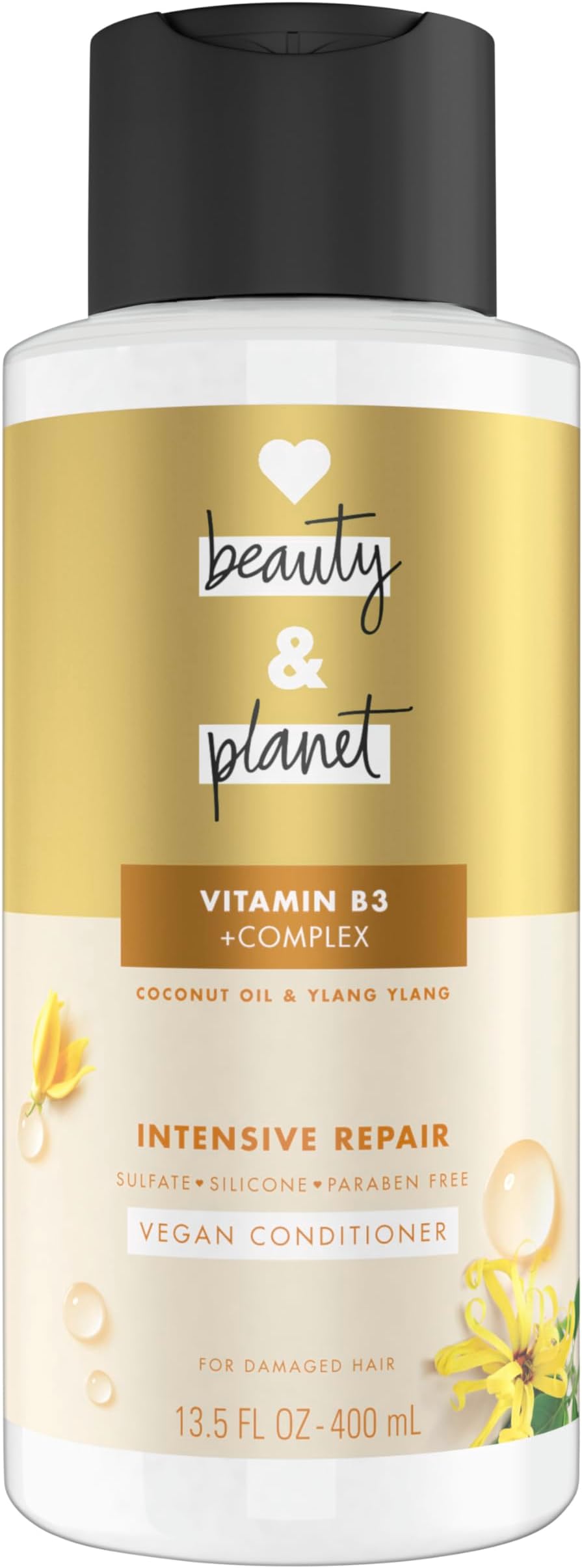 Conditioner with Vitamin B3 Coconut Oil & Ylang Ylang for Intensive Repair for Damaged Hair Sulfate, Silicone, & Paraben Free. Cruelty-Free. 13.5 oz