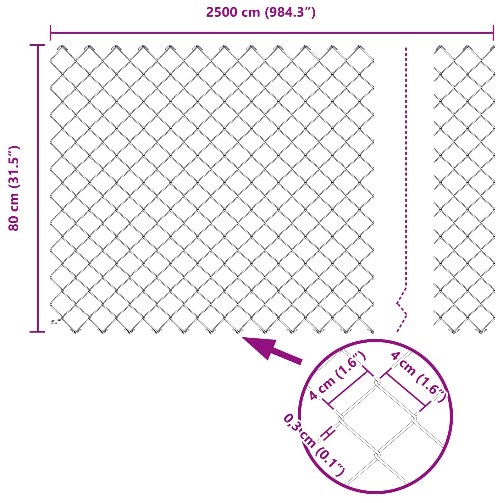 Recinzione a Catena in Acciaio, 25 x 0,8 m, per Piante, Frutta, Verdura, Semi, Copertura per laghetti, Protezione delle Piante, Recinzione a Rete da Giardino