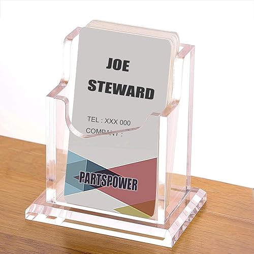 Miniatura 9 de PARTSPOWER Paquete de 3 soportes acrílicos para tarjetas de visita para escritorio, soporte de exhibición horizontal transparente para tarjetas de