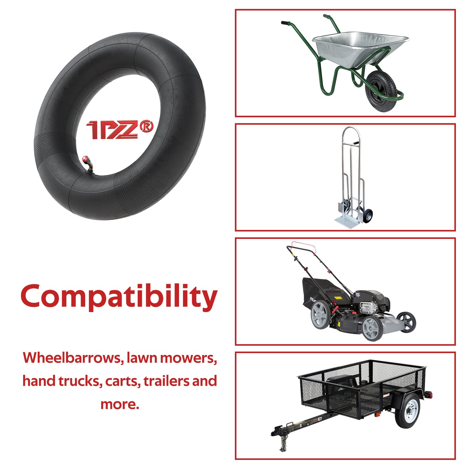1PZ UK4-48A 2 Pack of 4.80/4.00-8 4.00-8 Heavy Duty Inner Tube with TR87 Angled Bent Valve for Wheelbarrow Minibike Go Kart Mower Hand Truck Cart Trailer Trolley Tire Tyre Butyl Rubber Durable — view 7
