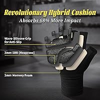 Vista 2 de Guantes de levantamiento de pesas con soporte de muñeca, guantes de entrenamiento de gimnasio para hombres y mujeres, palma completa de 0.236 in