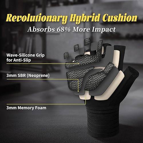 Miniatura 2 de Guantes de levantamiento de pesas con soporte de muñeca, guantes de entrenamiento de gimnasio para hombres y mujeres, palma completa de 0.236 in