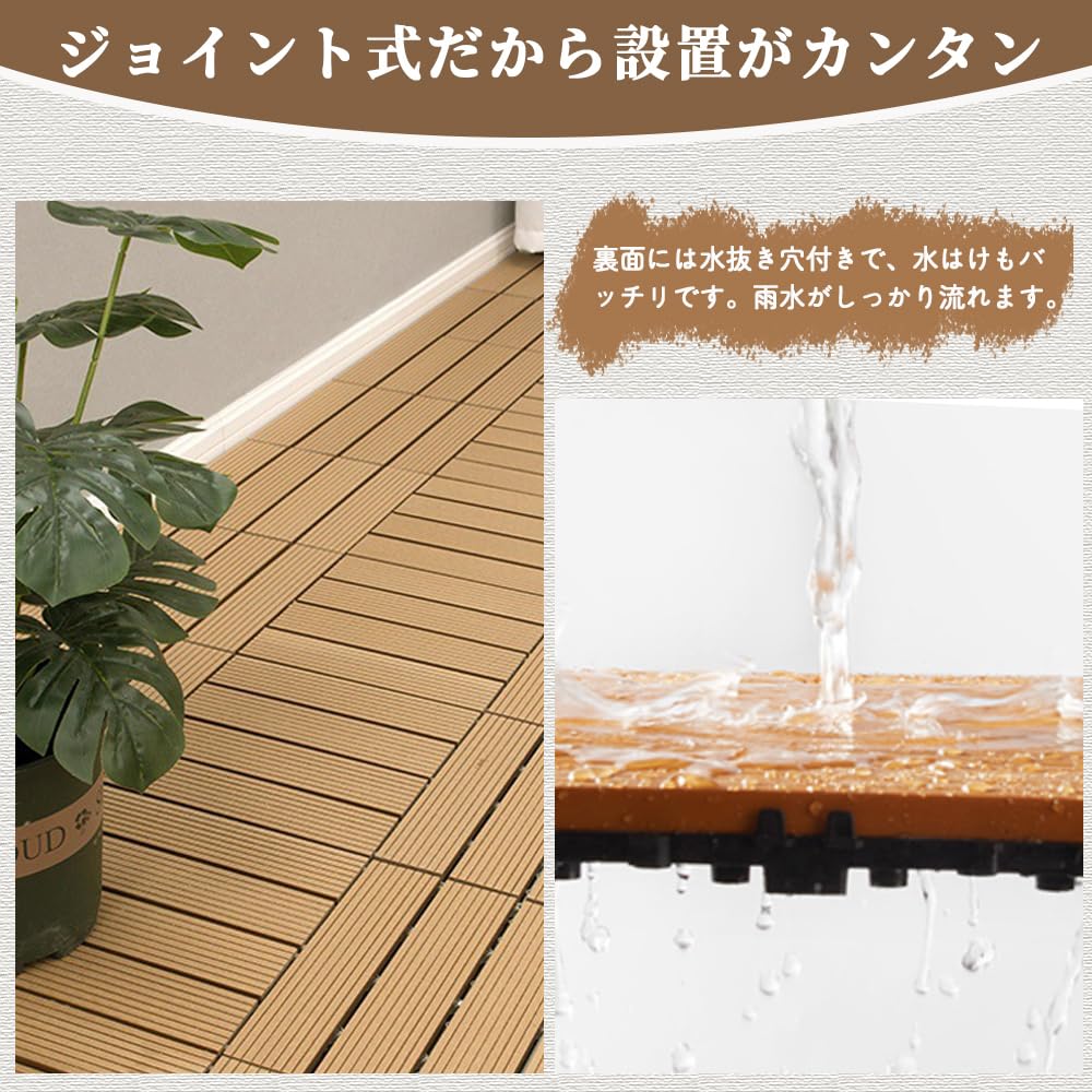 Amazon.co.jp: YESTOBE ベランダタイル 人工木 ウッドパネル 置くだけ