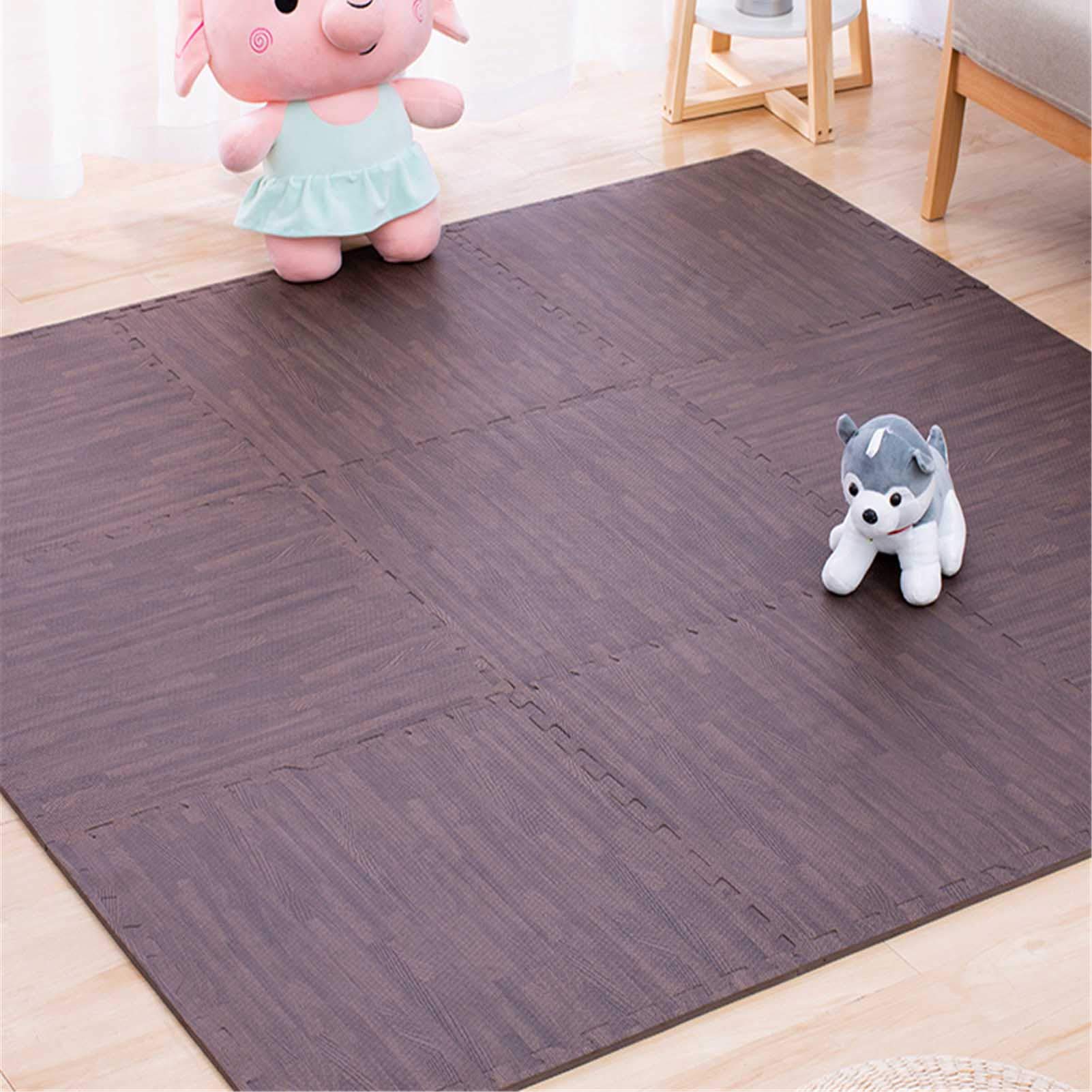 Alfombrilla De Espuma para Juegos para Niños, Alfombrillas Suaves De Espuma para Bebés, Proteger El Piso, Garaje, Ejercicio, Yoga, Sala De Juegos,Dark Brown,10