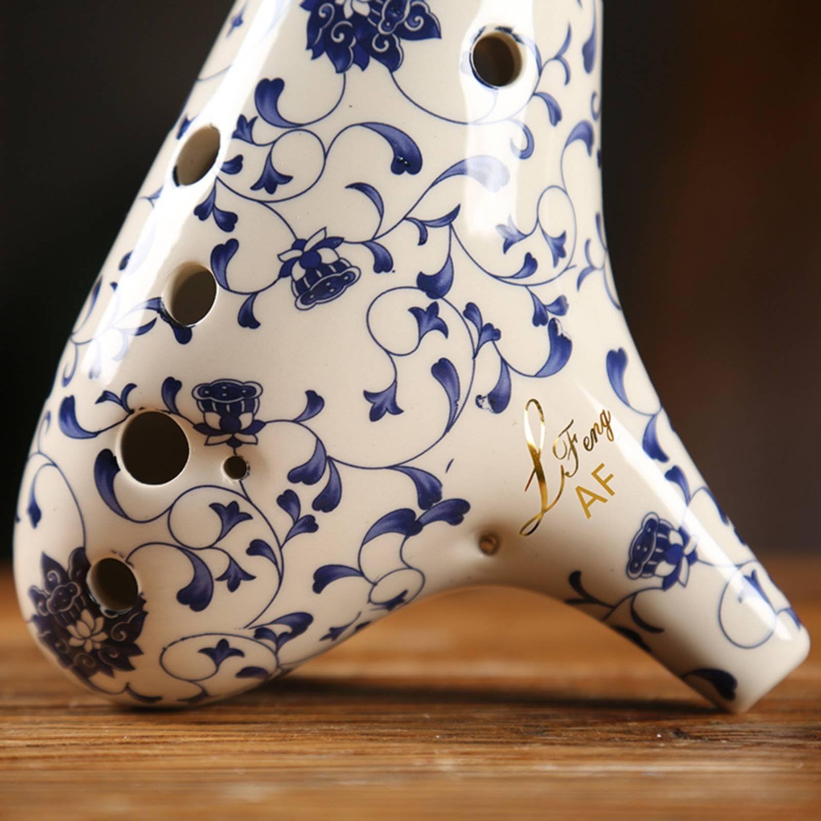 Ocarina in Ceramica 12 Fori Flauto Ocarina Strumento Musicale per Pratica Giornaliera Suono Nitido Finitura Porcellana Lavorata Fori Precisi Presa