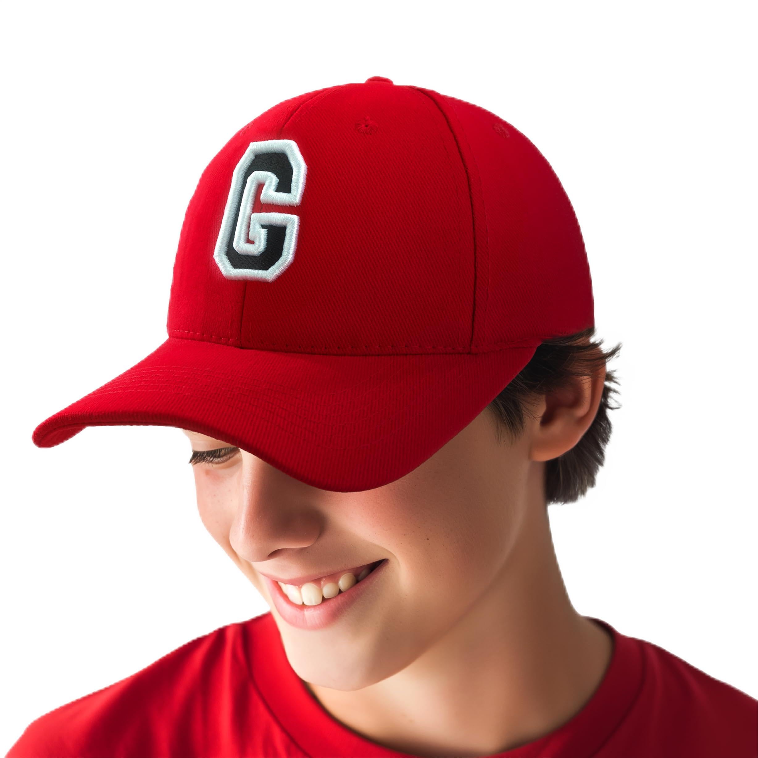4Sold 1976 Boys G 4Sold 3D Embroidery Alphabet Children School A-Z Adjustable Baseball Cap Red Black Letter Caps Kids Hat Sport