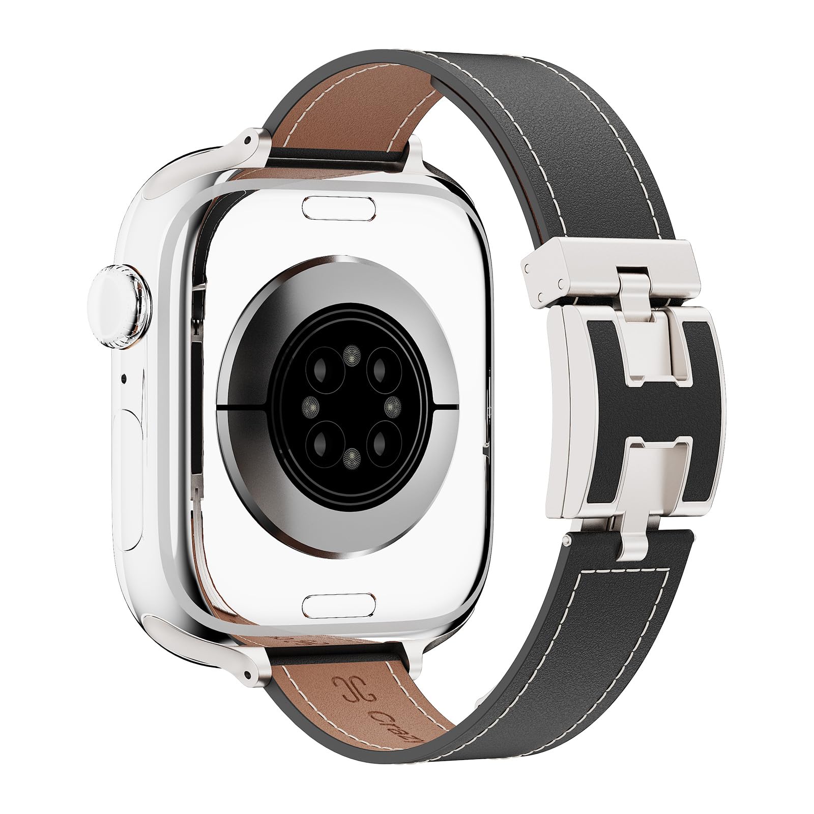 Cinturino in vera pelle per Apple Watch con fibbia ad H da donna