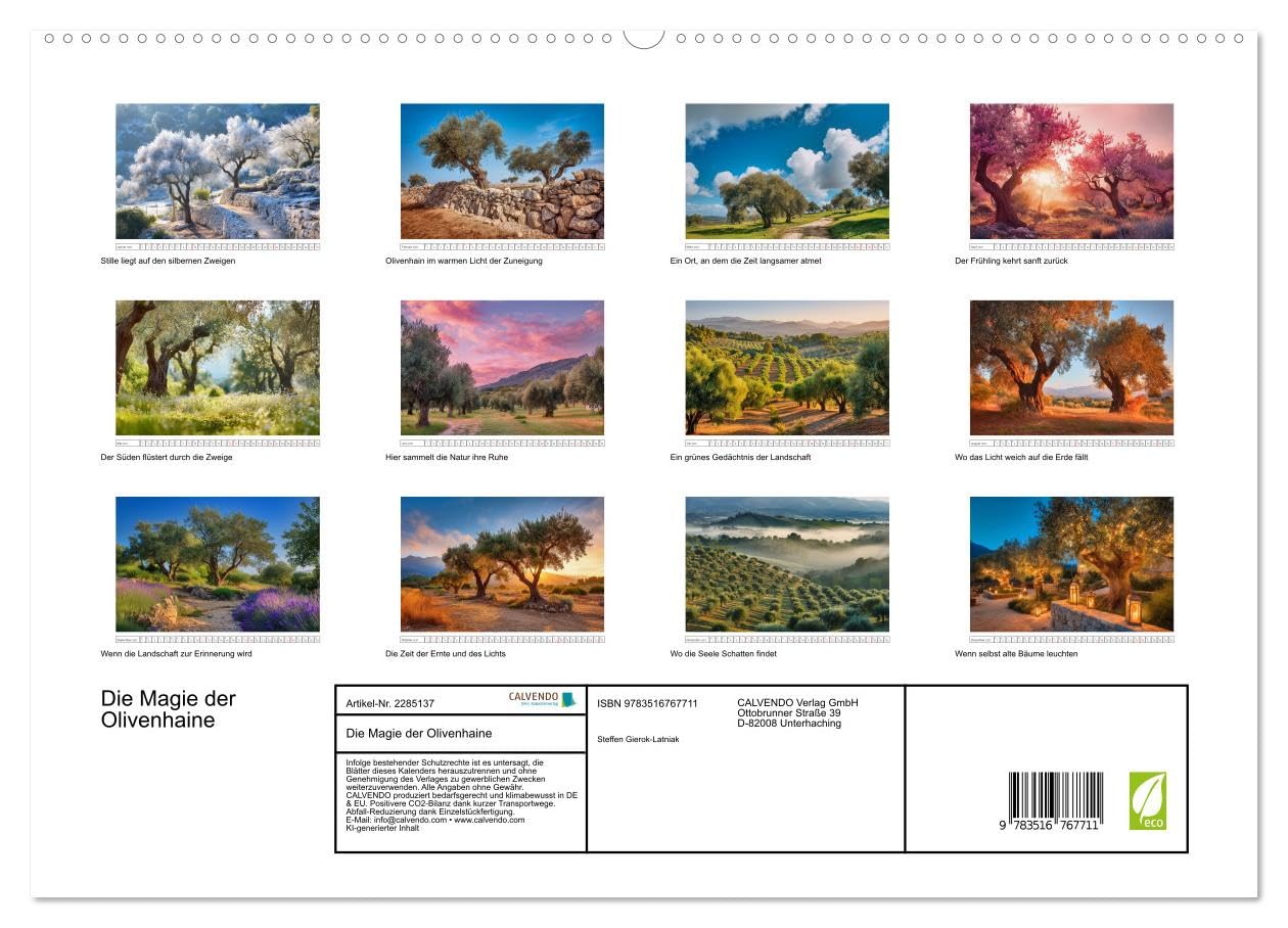 Die Magie der Olivenhaine (hochwertiger Premium Wandkalender 2027 DIN A2 quer), Kunstdruck in Hochglanz: Silbergrüne Olivenhaine, warmes Licht und die ... dich durch das Jahr. (CALVENDO Natur)