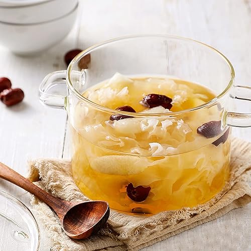 Miniatura 8 de ERINGOGO Cacerola de vidrio para horno con tapa, olla de cocción de 45.6 fl oz olla transparente con asas, olla de sopa para estufa, utensilios de