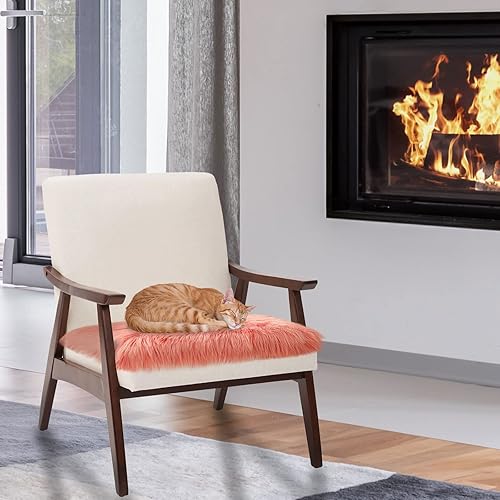 Miniatura 8 de Softlife Funda Cuadrada de Piel de Oveja Sintética para Silla Cojín de Asiento Alfombras Súper Suaves para Sala de Estar Dormitorio Sofá (1.6 pies x