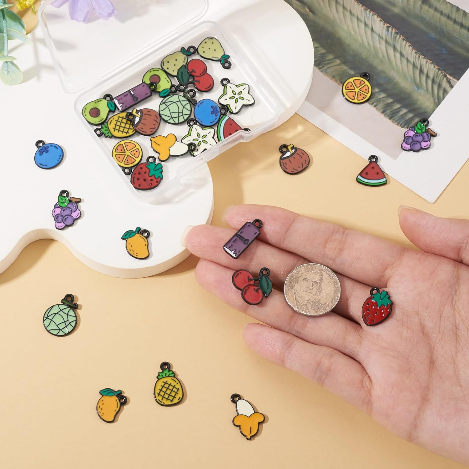 Craftdady Assorted Fruits Charms Enamel Food Pendants Colorful Fruit Dangle Alloy Charms for DIY Necklace Bracelet Earring Jewelry Making - Image 6