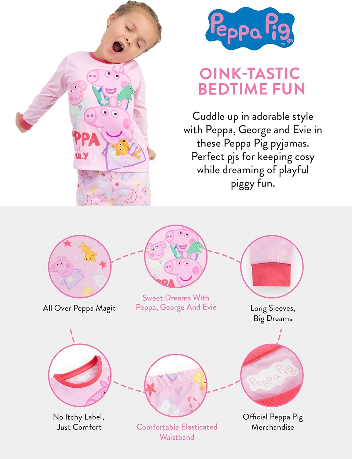 Peppa Pig Pajamas, Peppa, George And Evie Girls Pajamas, Long Sleeve Girls PJs, Cute Pajama Set - Image 7