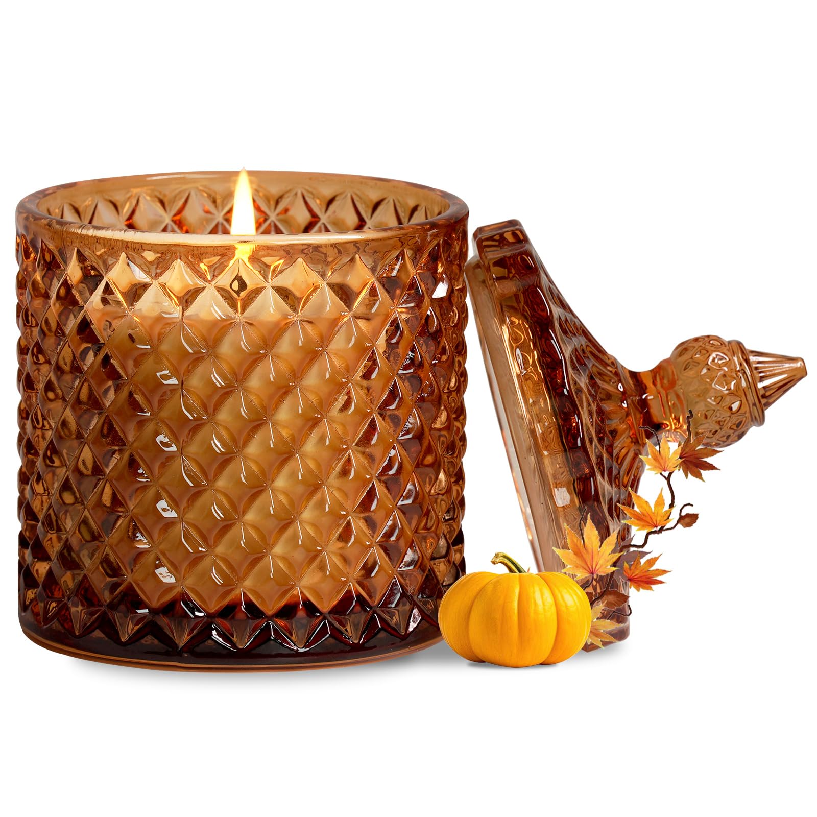 Pumpkin Spice Scented Candles,Sweet & Spicy Cinnamon Pumpkin Candles, Fall Scented Candles for Thanks Giving, Large Jar Candle for Home Scented, Natural Soy Wax Candle, Home Fragrance Decor