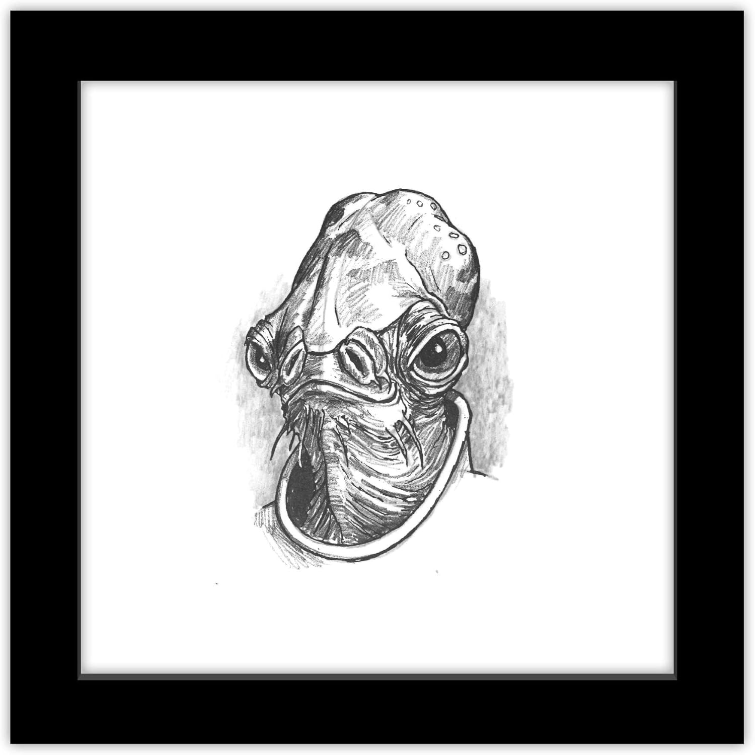 Trends International Gallery Pops Star Wars: Saga - Return of the Jedi Admiral Ackbar Sketch Wall Art Wall Poster, 12.00" x 12.00", Black Frame Version