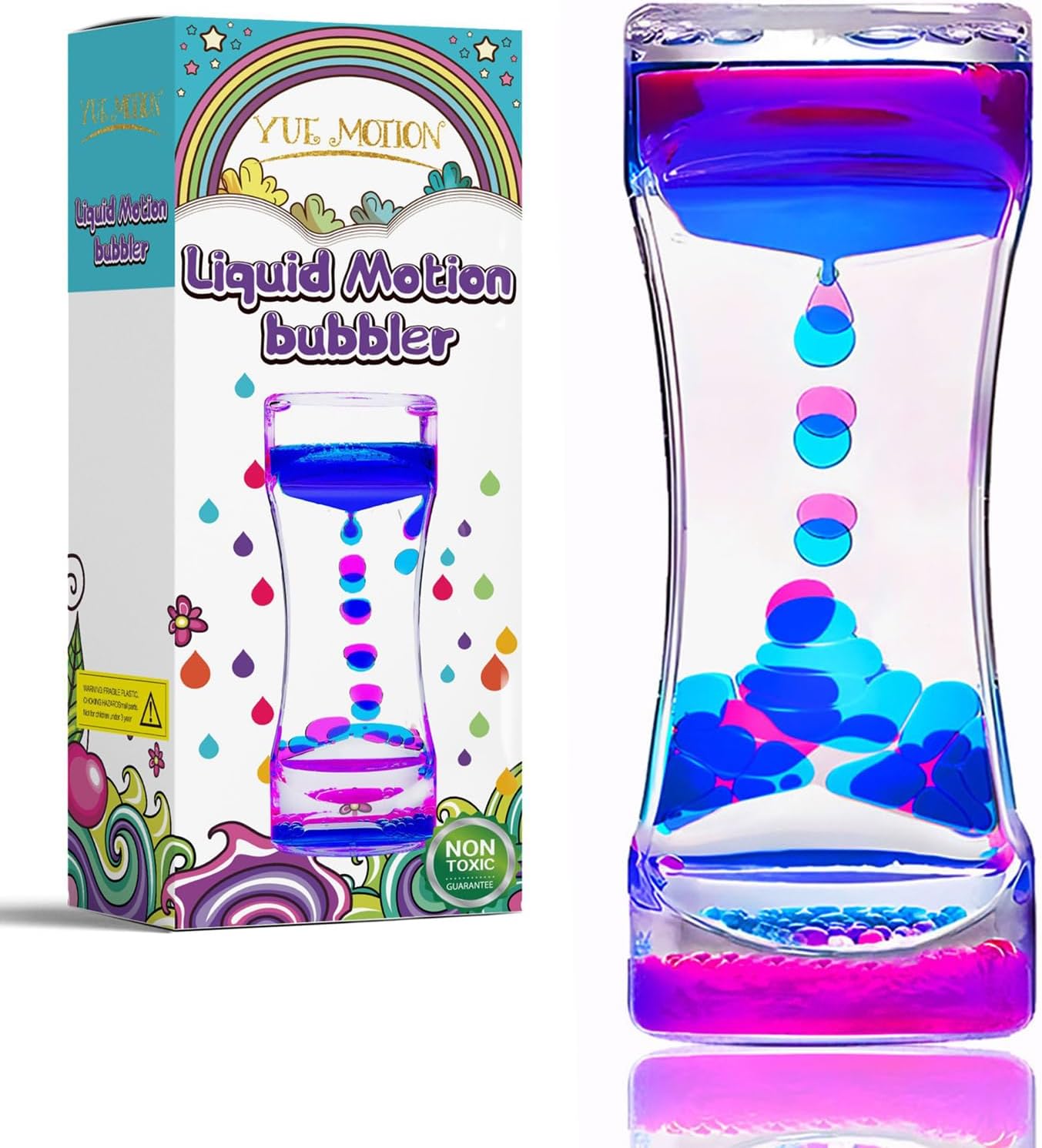 YUE MOTION Liquid Motion Bubbler - Sensory Fidget Desk Toy for Kids & Adults - Fidget Tubes for Stress Relief and Focus- Calming Visual Bubbler Toys for Classroom, Desk Decor, Gift Idea