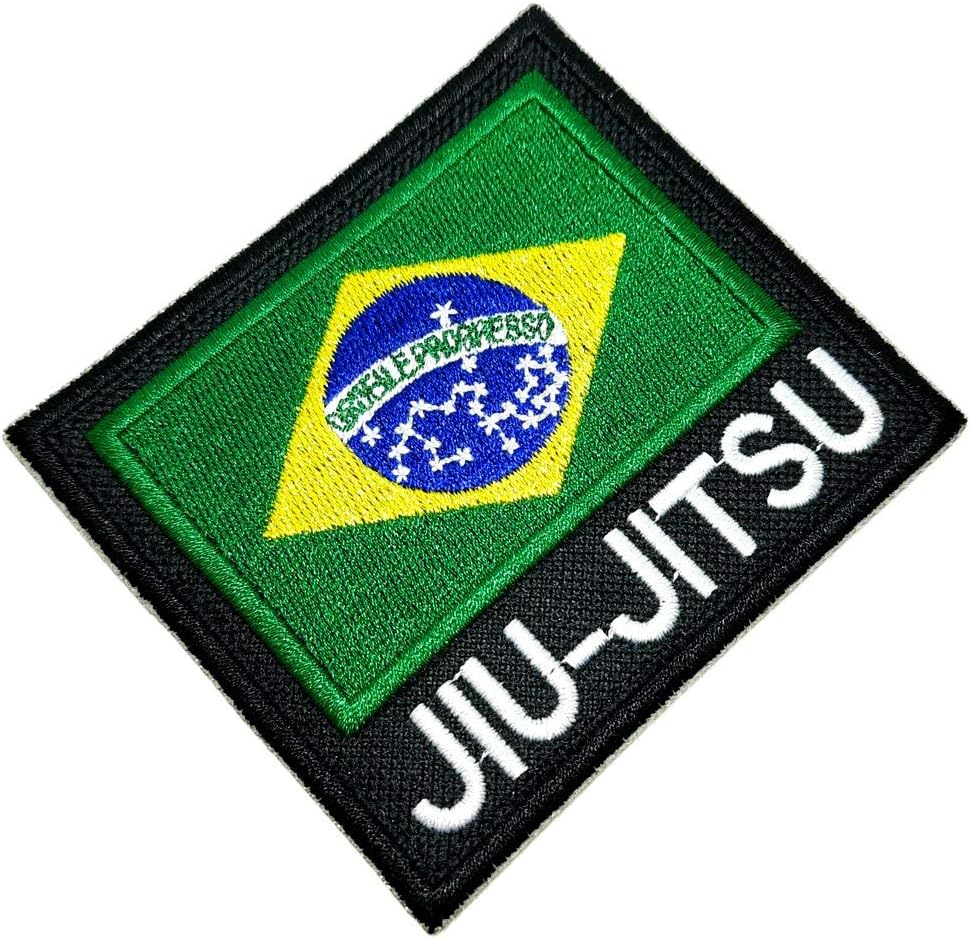 BR44 AM0243T 02 Jiu-Jitsu Flag Brazil Embroidered Patch Term Adhesive to Kimono, Iron or Sew