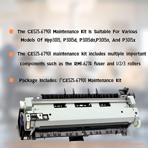 Vista 6 de CE525-67901 Kit de mantenimiento compatible con impresoras Hp Laserjet Enterprise P3015 / P3015d / P3015dn / P3015n / P3015x Series incluyendo fusor