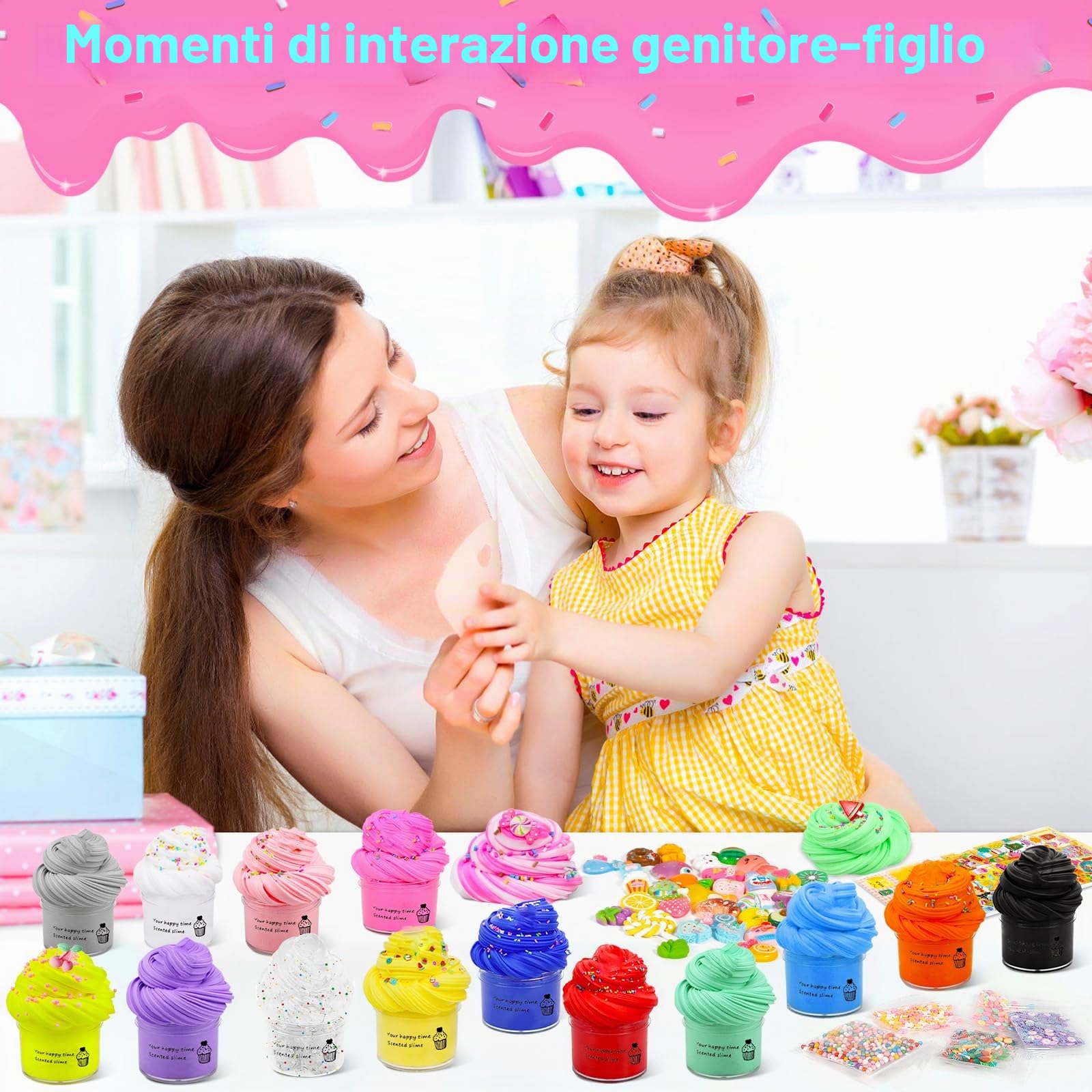 Confezione da 30 mini slime per burro fluffy con Ciondoli di melma,Putty Giocattoli,Slime Fun Charms,DIY Slime Morbido ed Elasticizzato per Party Favor bambini stress sollievo giocattoli set