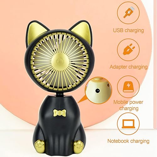 Miniatura 2 de Ventilador de escritorio pequeño silencioso para interiores y exteriores, 4 velocidades, enchufe USB personal, ventilador de mesa portátil, aire