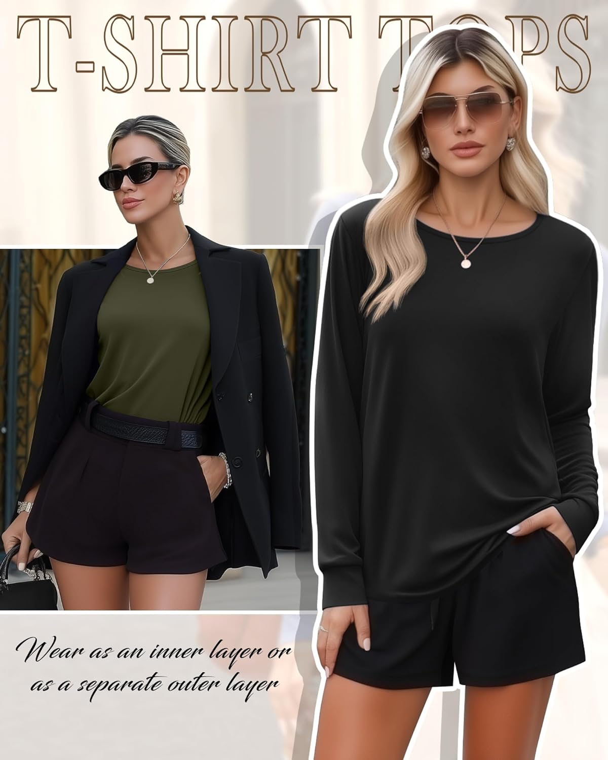 Huukeay 3 Pack Womens Long Sleeve Shirts Crewneck Loose Fit Tops Casual Curved Hem Tees Basic Fall Shirts - Image 4