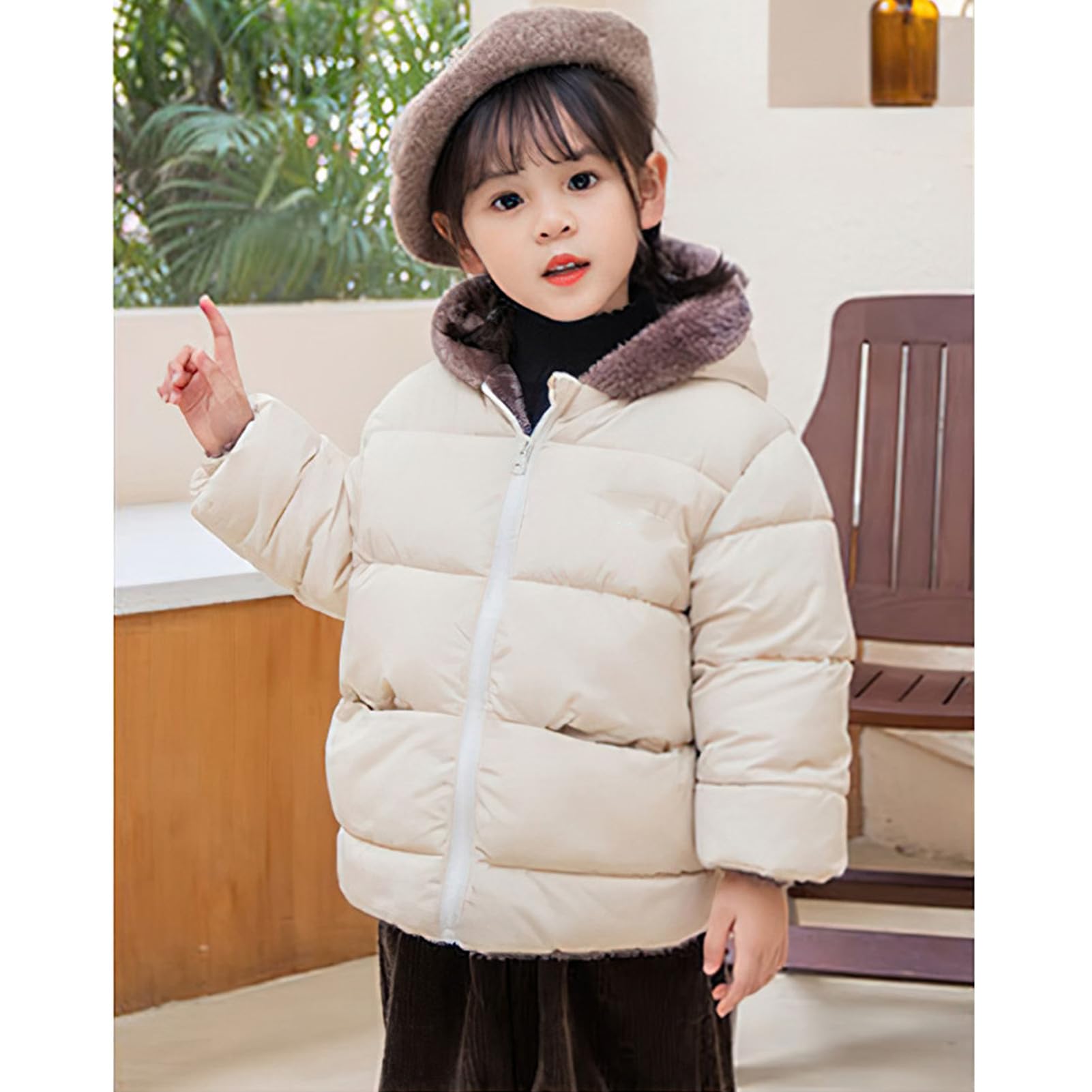 amropi Niños Niñas Chaqueta Forro Polar Abrigos con Capucha Parka Invierno Cálido Jacket por 1-6 años