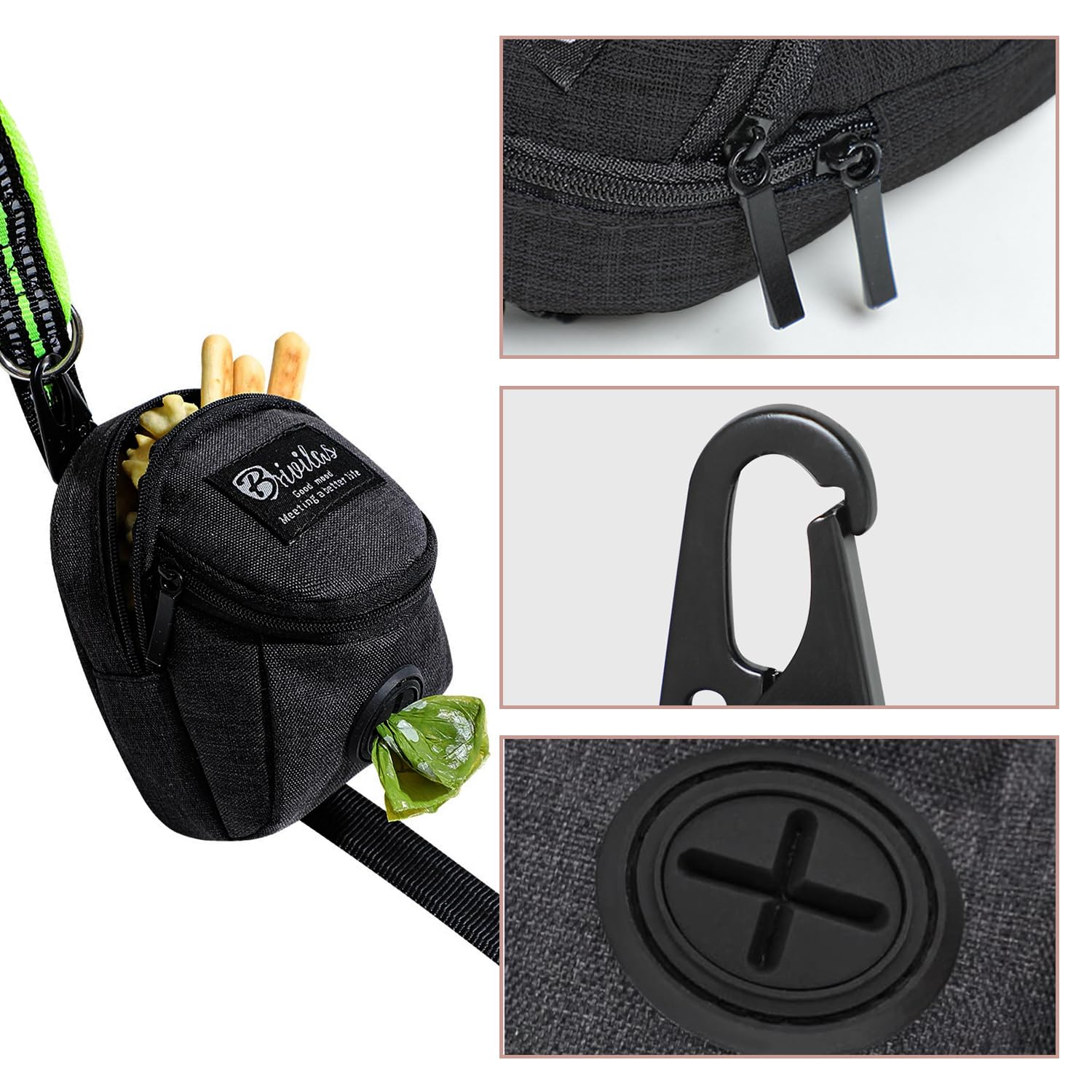 Leckerlibeutel Hund Mit Kotbeutelspender - Oxford Stoff Schwarz