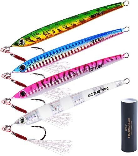 Miniatura 13 de Goture Plantillas de pesca de agua salada de 2.21 a 7.05 onzas con gancho de asistencia, plantillas verticales brillantes, plantilla de plomo rápido