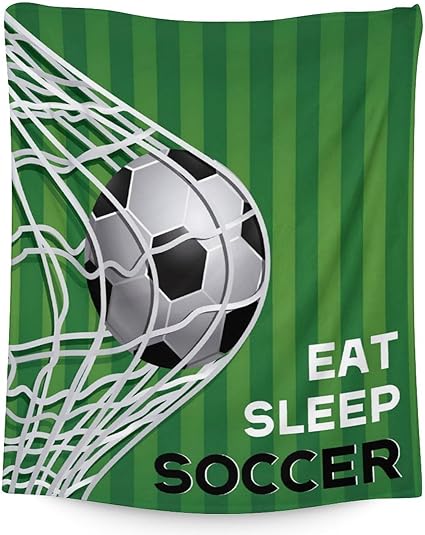 Mercuryelf Soccer Blanket Gifts, 60"x80" Funny Football Throw Blanket for Boys Mens, Cozy Lightweight Fleece Plush for Sofa Bed Room Decor
