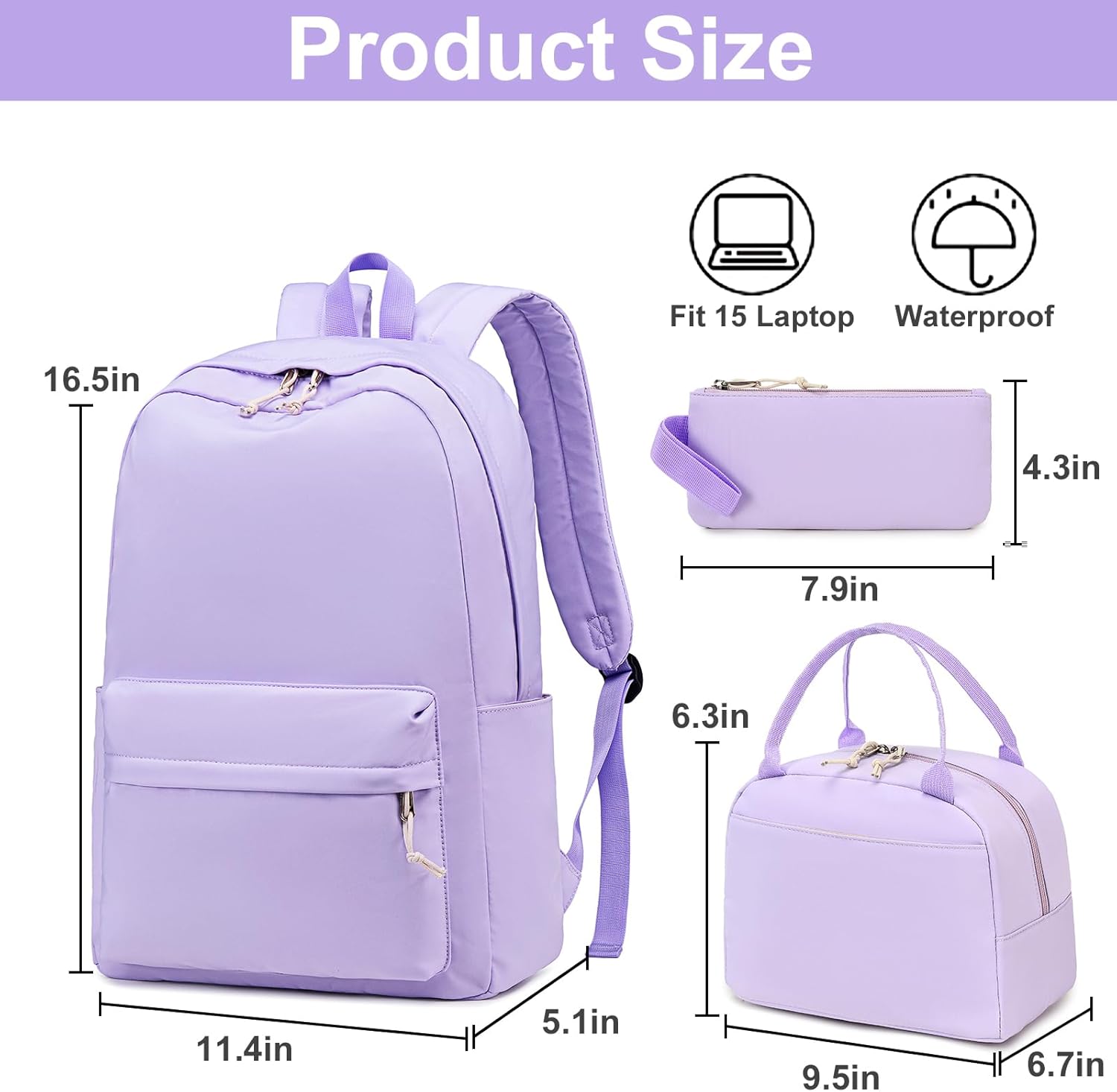 Bluboon Teens Backpack Set Girls School Backpack Lunch Box Pencil Bags Student Bookbags 3 in 1 - Image 4