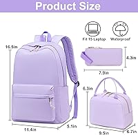 Vista 31 de Bluboon Juego de mochila para adolescentes, mochila escolar para niñas, lonchera y lápices, bolsas para estudiantes, 3 en 1, rosa-3 juegos, Escuela